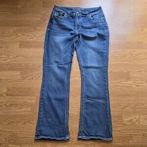 Sexy Couture Jeans Womens Size 34x31 Blue Denim Embroidered Bootcut READ